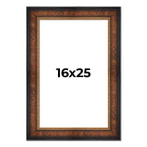 16x25 Frame Brown Walnut Gold Ornate Trim Solid Wood Plein Air Picture Frame | 3 Inch Moulding