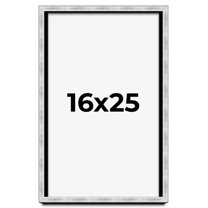 16x25 Frame Brushed Silver Solid Wood Picture Frame | 0.75 Inch Moulding Width | Rabbet Depth 0.75