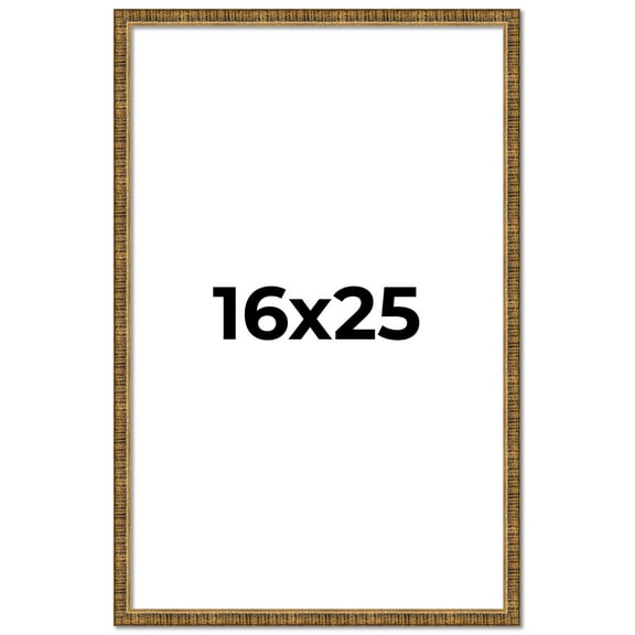 16x25 Frame Gold Kingsley Distressed Solid Wood Picture Frame Width 0.75 Inches | Interior Frame