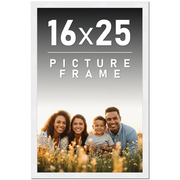 16x25 Frame White Solid Wood Picture Frame Includes UV Acrylic Shatter Guard Front, Acid Free Foam