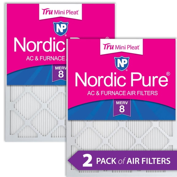 16x25x1 (15_1/2x24_1/2) Nordic Pure Tru Mini Pleat MERV 8 Air Filters 2 Pack