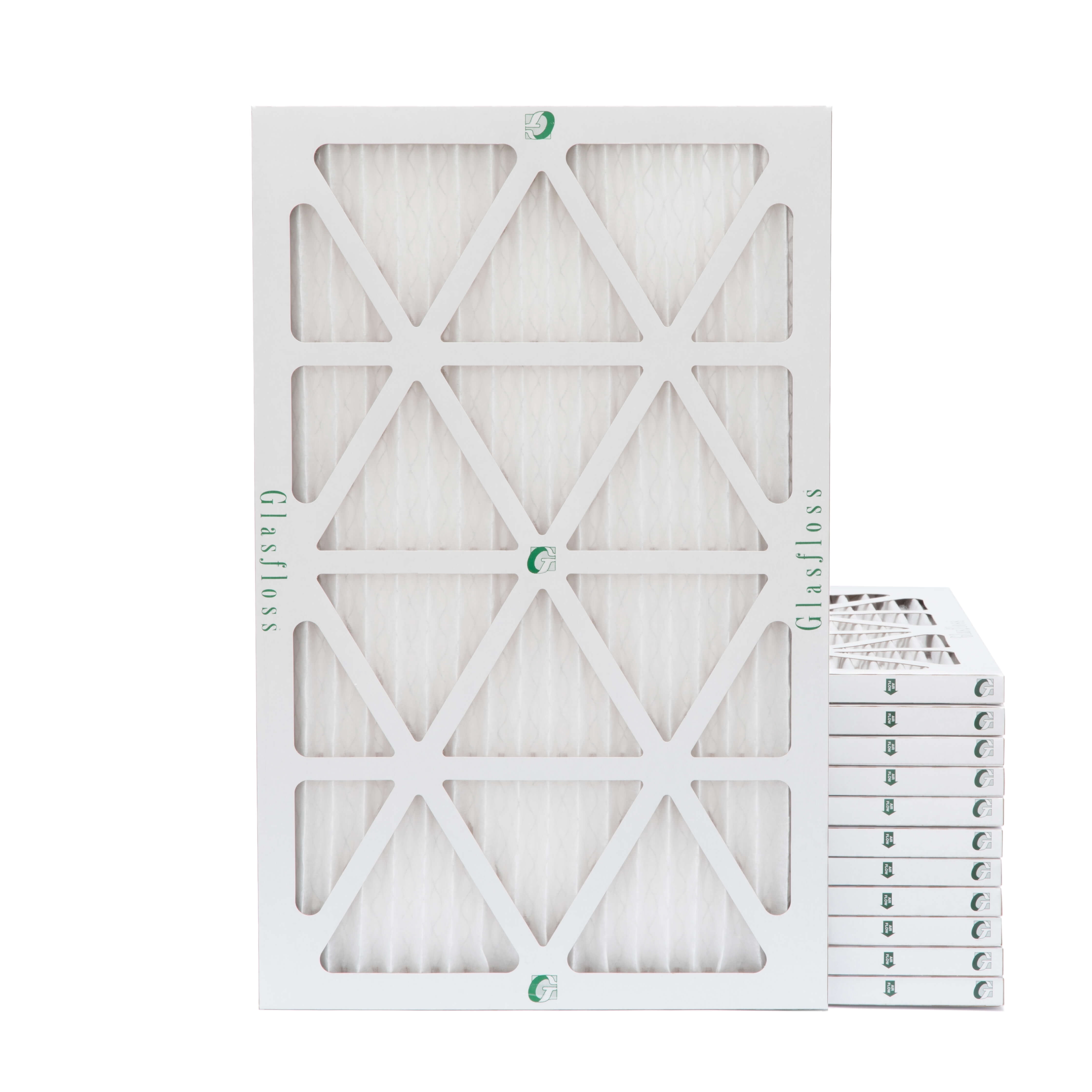 16x25x1 Merv 13 Pleated AC Furnace Air Filters by Glasfloss Industries. 12 Pack