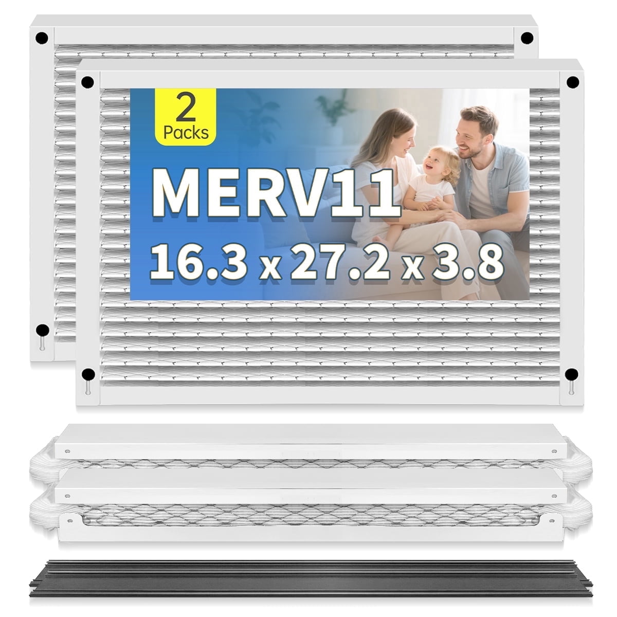 16x25x4 Air Filter MERV 11 Compatible with 410 Replacement Model 1410, 1610, 2140, 2400, 2410, FC100A1029C, F408F1625, HVAC AC Furnace 2-Pack