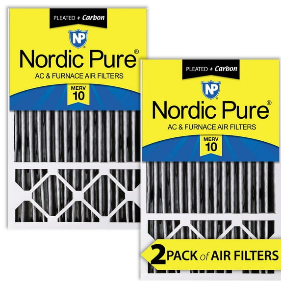 16x25x5 (4 3/8) Honeywell Replacement Air Filters MERV 10 Plus Carbon 2 Pack