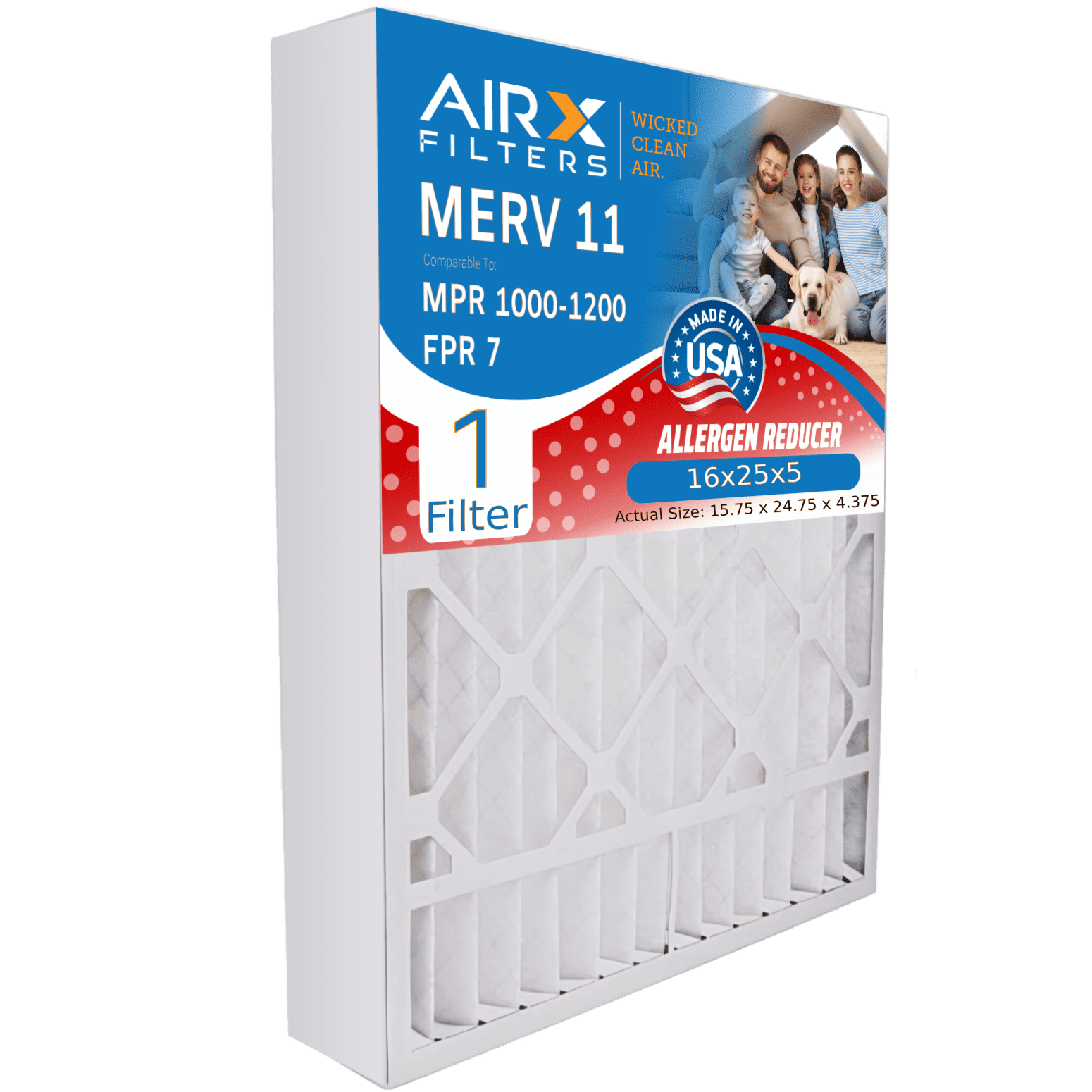 16x25x5 Air Filter MERV 11 Comparable to MPR 1000, MPR 1200 & FPR 7