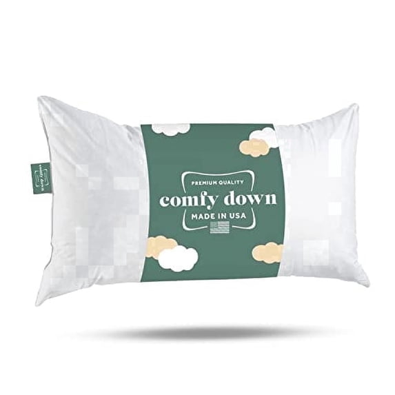 ComfyDown 16x26 Throw Pillow Insert, Down & Feather Fill, 100% Cotton Cover, Made in USA – Premium Soft Lumbar Decorative Pillow Form Sham Stuffer for Bed, Sofa & Couch