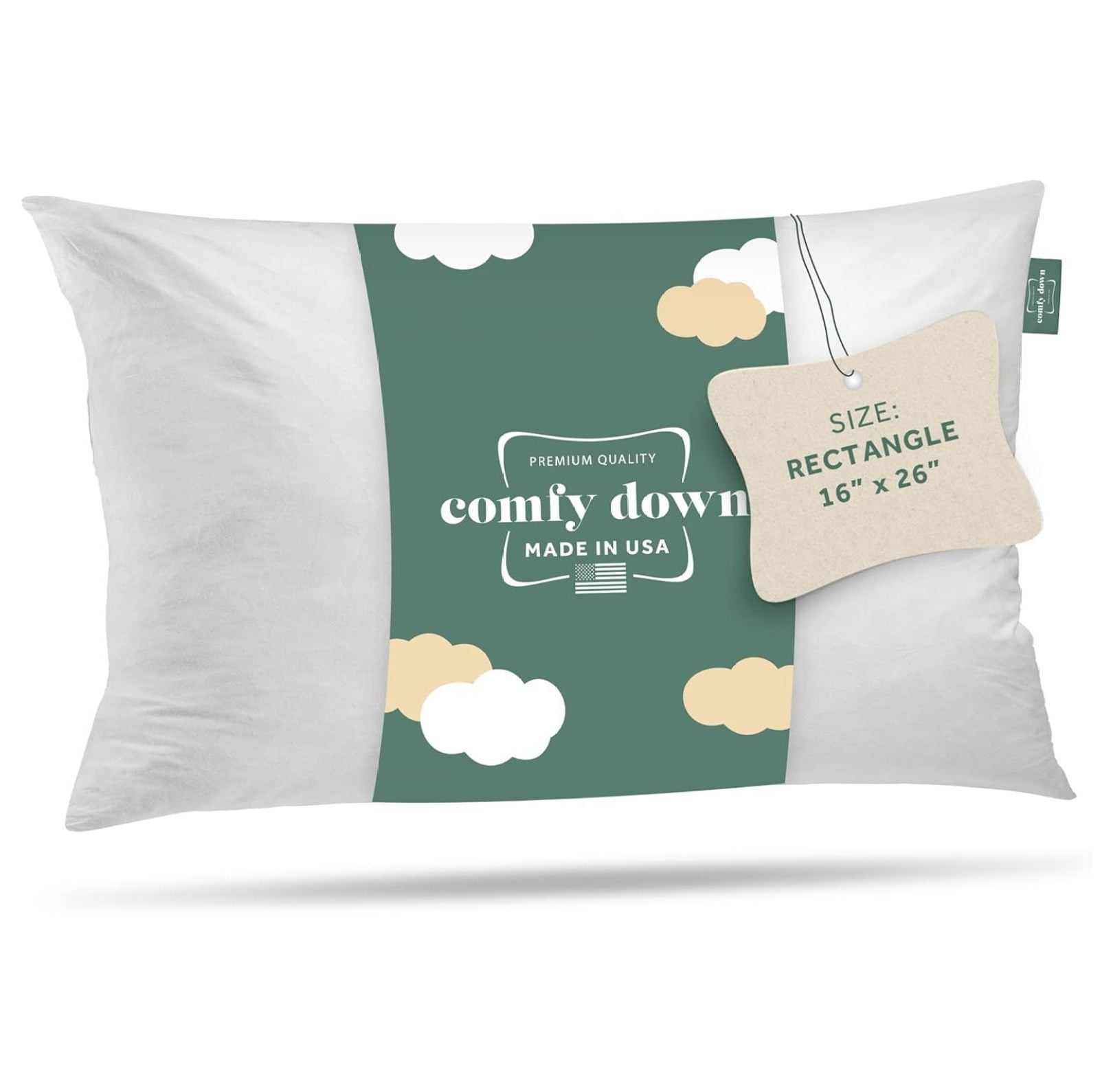 16x26 White Cotton Down and Feather Lumbar Pillow