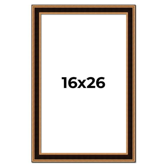 16x26 Frame Gold Brown Plein Air Vintage Solid Wood Picture Frame | 1.75 Inches Moulding Width |
