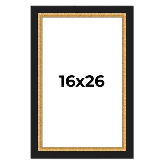 16x26 Frame Gold Real Wood Picture Frame Width 2.25 Inches | Interior Frame Depth 0.5 Inches |