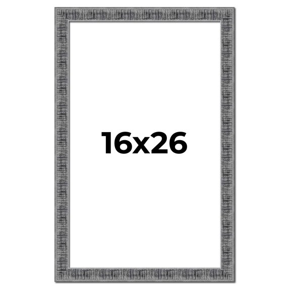 16x26 Frame Silver Black Rustic Sonoma Solid Wood Picture Frame | 1.5 Inch Moulding Width |