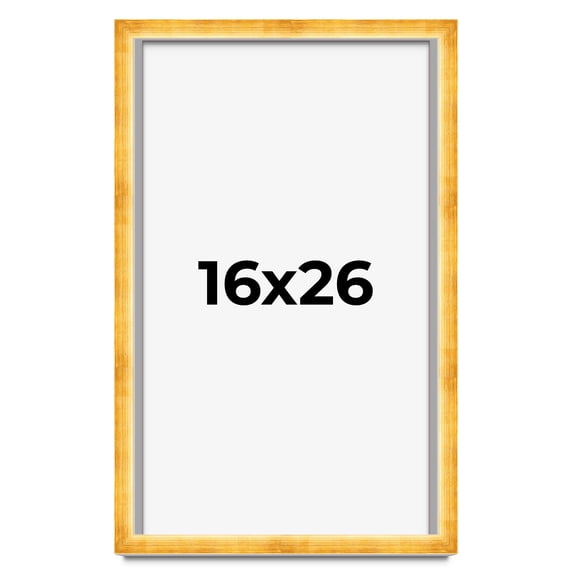 16x26 Shadow Box Frame Gold | 1.625 Inches Deep Real Wood Traditional Shadowbox Display Frame | UV