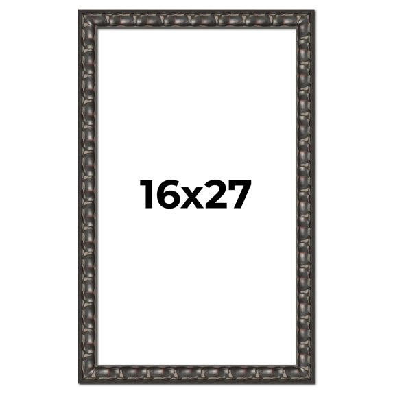 16x27 Frame Black-Brown Medieval Solid Wood Picture Frame | 1.5 Inch Moulding Width | Gotham