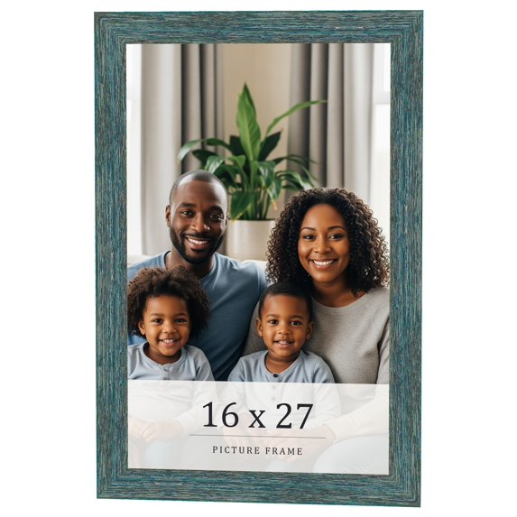 16x27 Frame Blue Rustic Barnwood Solid Wood Picture Frame Width 1.25 Inches | Interior Depth 0.5
