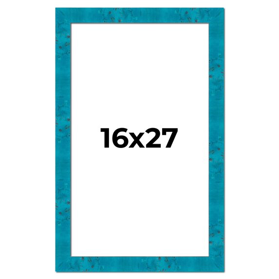 16x27 Frame Blue Teal Burl Wood Picture Frame | 1.75 Inch Moulding Width | Interior Frame Depth 0.5
