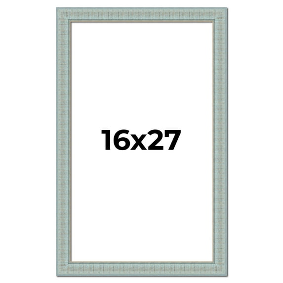 16x27 Frame Blue Teal Distressed Solid Wood Picture Frame | 1.625 Inch Moulding Width | Sonoma Blue