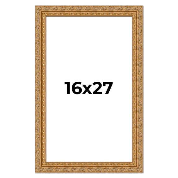 16x27 Frame Gold Ornate Solid Wood Picture Frame | 2 Inch Moulding Width | Firman Traditional Photo