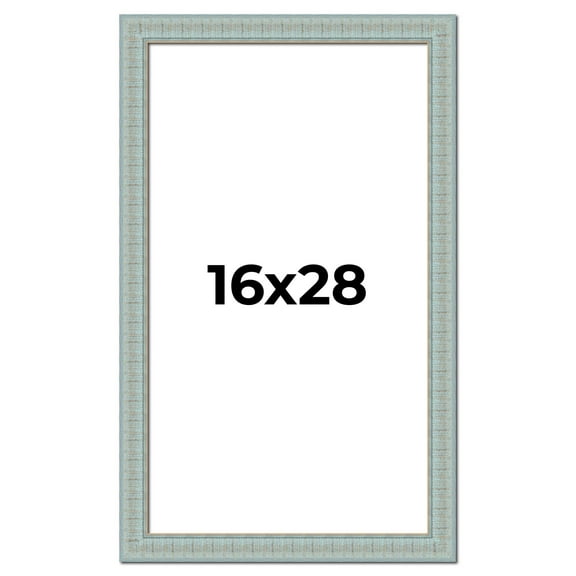 16x28 Frame Blue Teal Distressed Solid Wood Picture Frame | 1.625 Inch Moulding Width | Sonoma Blue