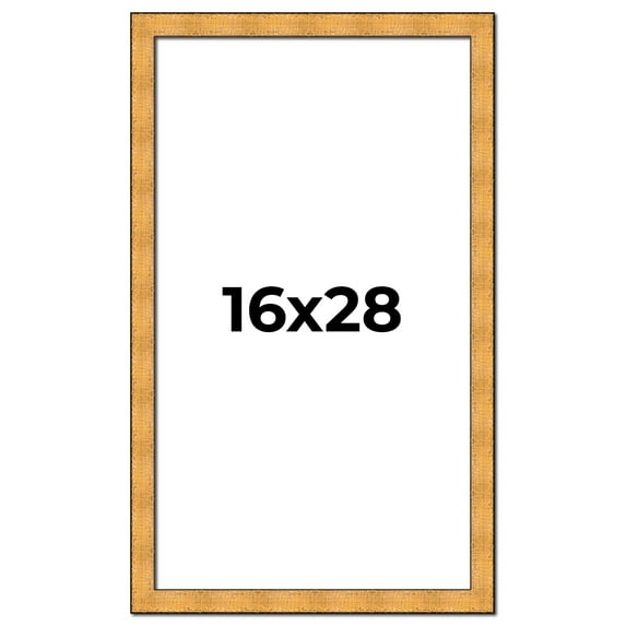 16x28 Frame Gold Rustic Solid Wood Picture Frame | 1.25 Inch Wide Moulding | Rustique Gold