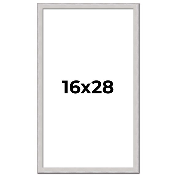 16x28 Frame Silver Inner Slope Bevel Picture Frame | 1 Inch Moulding Width | 0.75 Inch Rabbet Depth