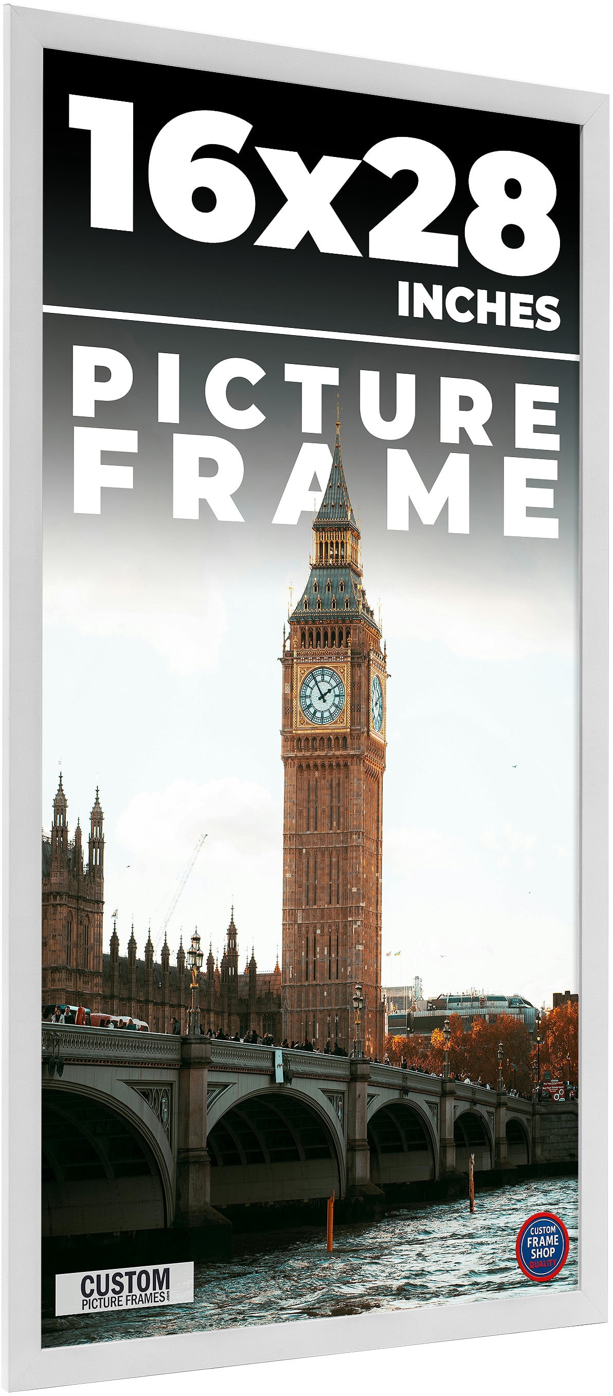 16x28 Frame White Solid Wood Picture Frame Includes UV Acrylic Shatter ...