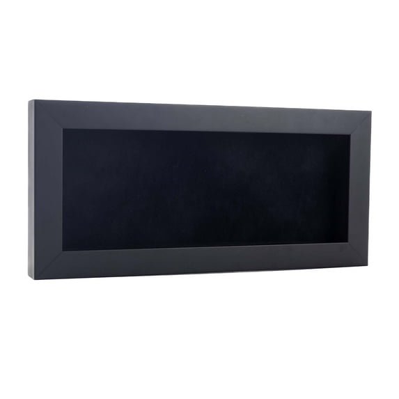 16x28 Shadow Box Frame Black Wood | With a 3/4" Usable Display Depth | Includes a Black Real Suede