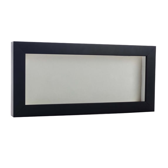 16x28 Shadow Box Frame Black Wood | With a 3/4" Usable Display Depth | Includes a White Real Suede