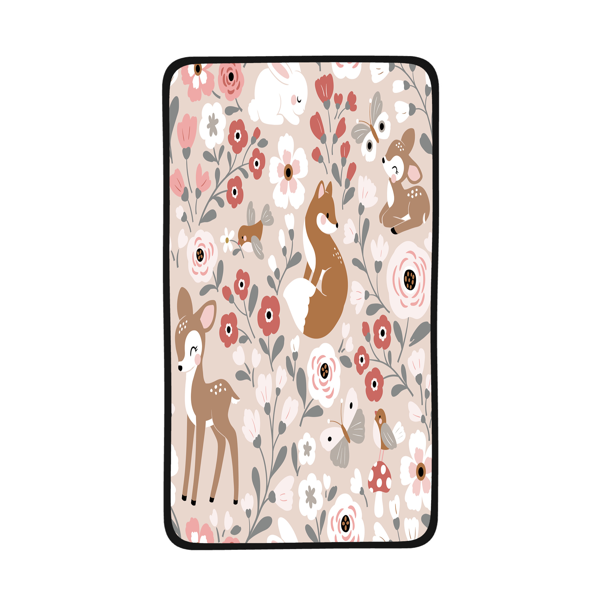 16x28in Coral Velvet Towels Cute Flowers Cute Fox Deer Rabbit Fawn