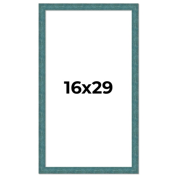 16x29 Frame Blue Rustic Barnwood Solid Wood Picture Frame Width 1.25 Inches | Interior Depth 0.5