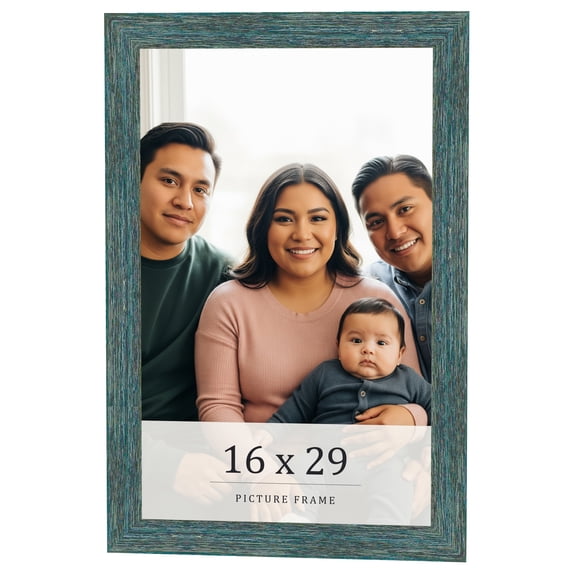 16x29 Frame Blue Rustic Barnwood Solid Wood Picture Frame Width 1.25 Inches | Interior Depth 0.5