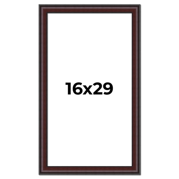 16x29 Frame Brown Round Mahogany Solid Wood Picture Frame | 1.625 Inch Moulding Width | with UV