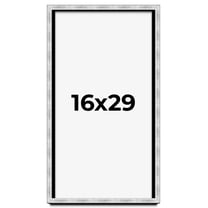 16x29 Frame Brushed Silver Solid Wood Picture Frame | 0.75 Inch Moulding Width | Rabbet Depth 0.75