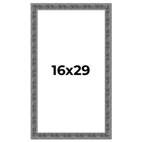 16x29 Frame Silver Black Rustic Sonoma Solid Wood Picture Frame | 1.5 Inch Moulding Width |