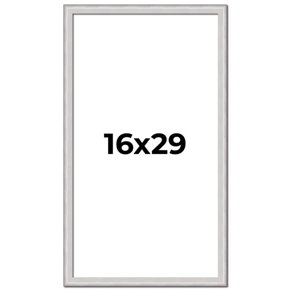 16x29 Frame Silver Inner Slope Bevel Picture Frame | 1 Inch Moulding Width | 0.75 Inch Rabbet Depth