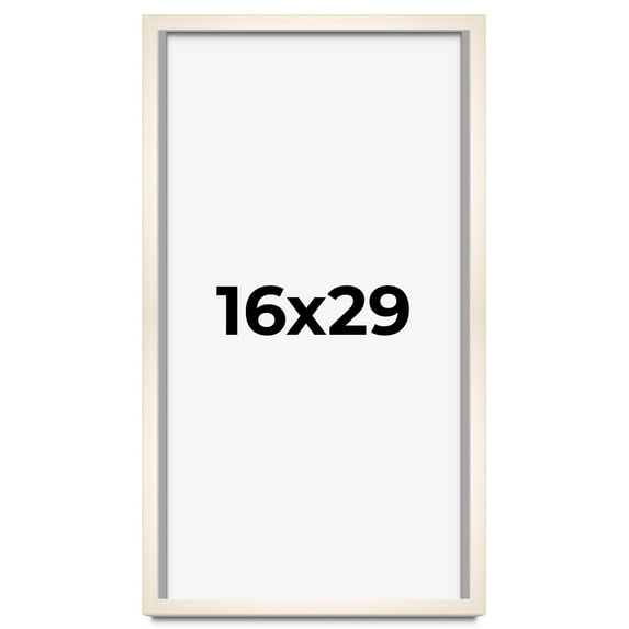 16x29 Frame White Wash Solid Wood Picture Frame | 0.75 Inch Moulding Width | Includes UV Acrylic