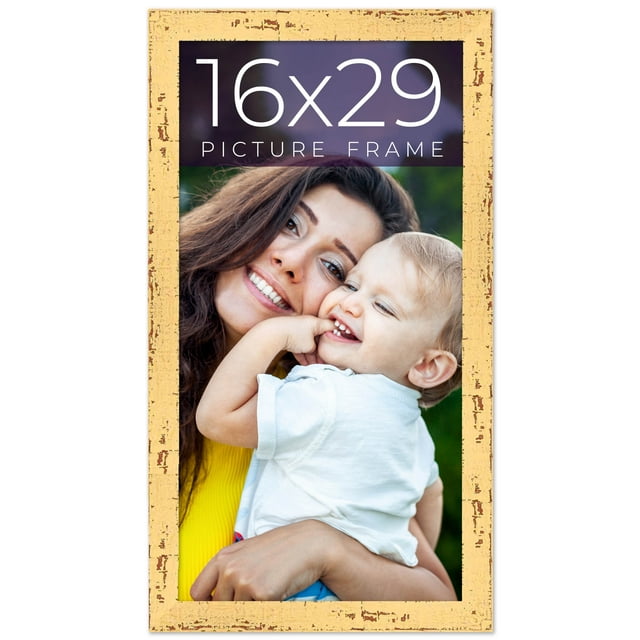 16x29 Frame Yellow Real Wood Picture Frame Width 1.25 inches | Interior Frame Depth 0.5 inches |