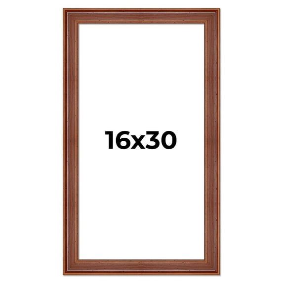 16x30 Frame Brown Old Farmhouse Waxed Board 2" Wide Wood Frame Width 2 Inches | Interior Depth 0.5