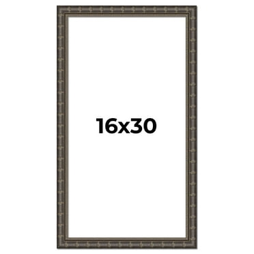 16x30 Frame Black Bamboo Solid Wood Picture Frame Width 1.5 Inches | Interior Frame Depth 0.5