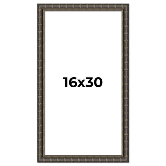 16x30 Frame Black Bamboo Solid Wood Picture Frame Width 1.5 Inches | Interior Frame Depth 0.5