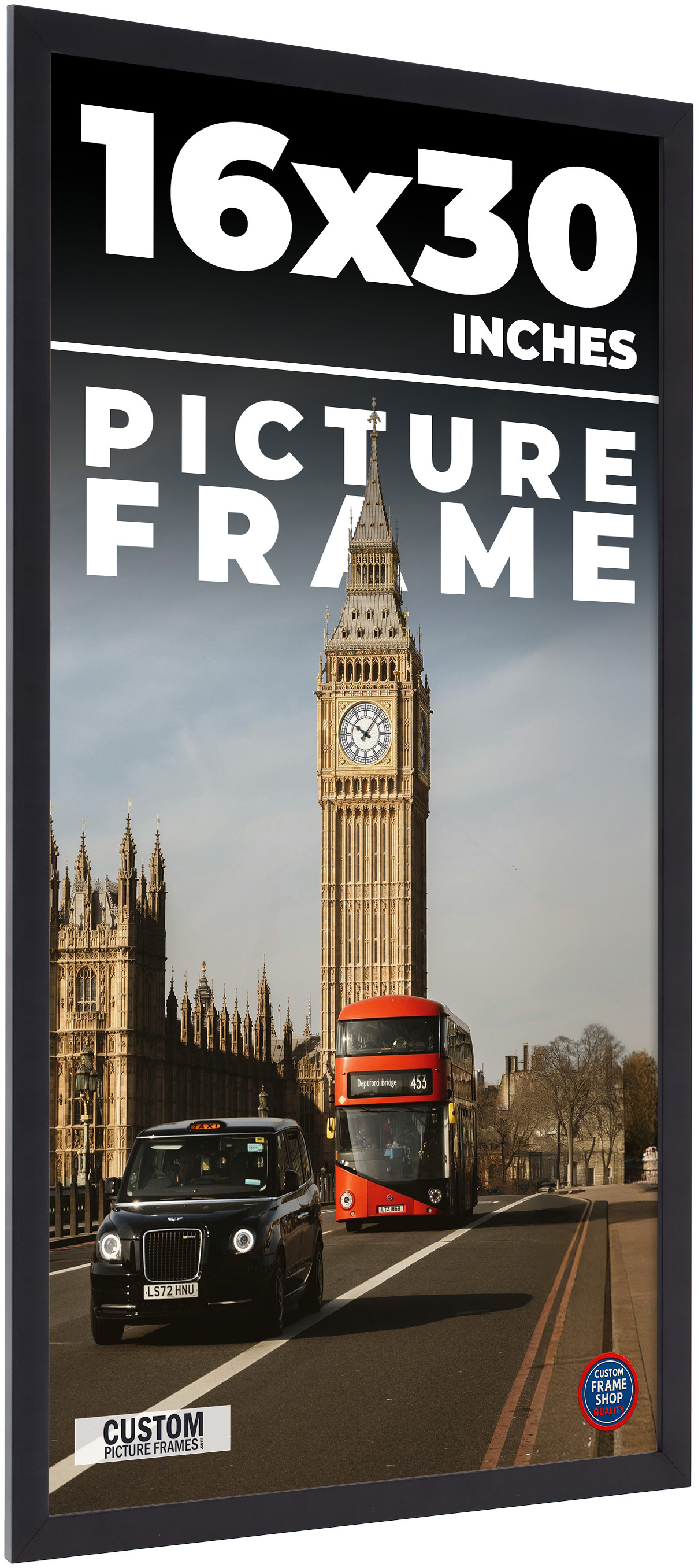 16x30 Inch Frame Example 16x30 Frame Black Real Wood Picture Frame Width 0.75 inches | Interior ...