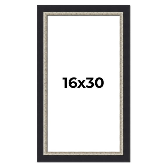 16x30 Frame Black Real Wood Picture Frame Width 2.25 Inches | Interior Frame Depth 0.5 Inches |