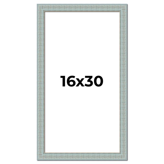 16x30 Frame Blue Teal Distressed Solid Wood Picture Frame | 1.625 Inch Moulding Width | Sonoma Blue