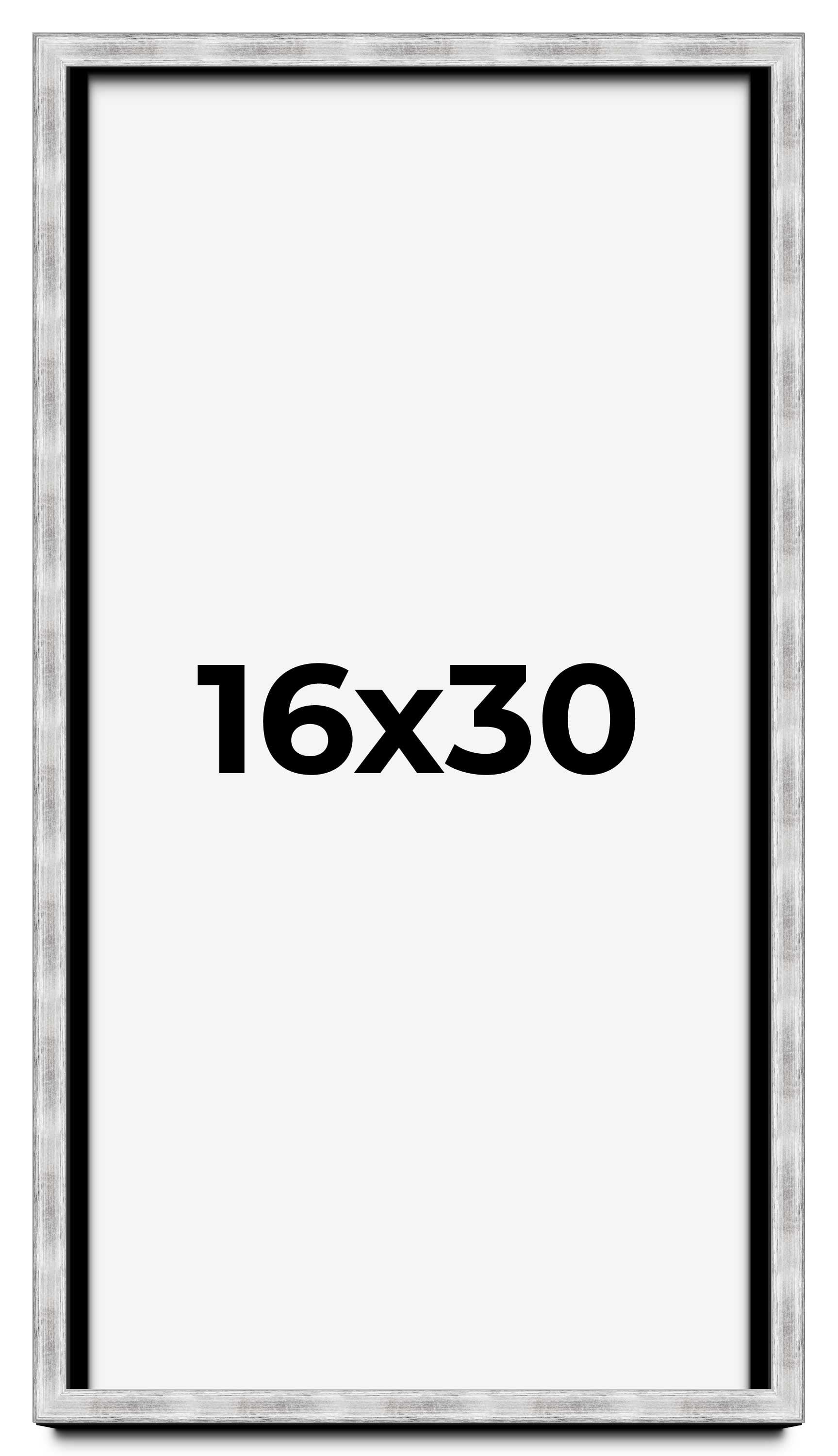 16x30 Frame Brushed Silver Solid Wood Picture Frame | 0.75 Inch ...