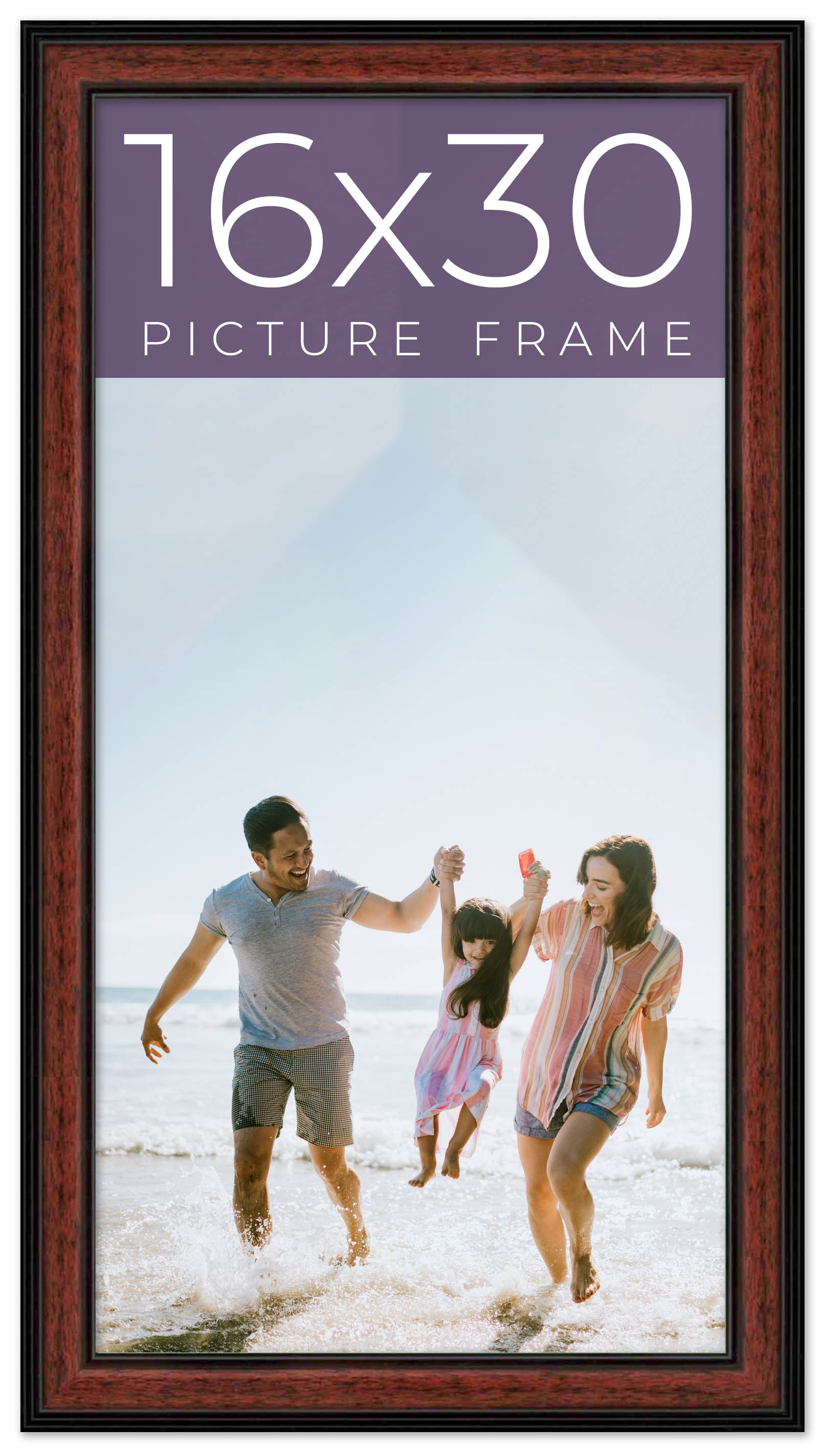 16x30 Inch Frame Example 16x30 Frame Executive Brown Round Mahogany Finish Solid Wood Picture ...