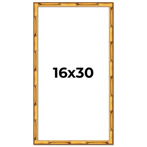 16x30 Frame Gold Bamboo Solid Wood Picture Frame | 0.75 Inch Moulding Width | Interior Frame Depth