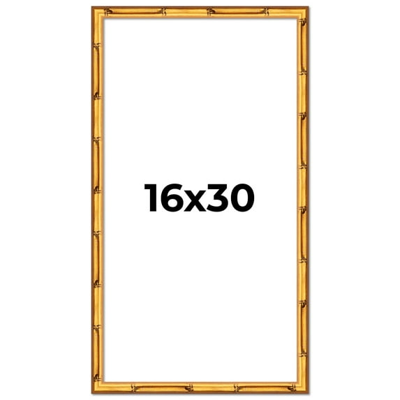 16x30 Frame Gold Bamboo Solid Wood Picture Frame | 1 Inch Moulding Width | Interior Frame Depth