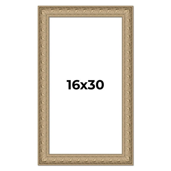 16x30 Frame Ornate Silver Beaded Solid Wood Picture Frame Width 2.5 Inches | Interior Depth 1