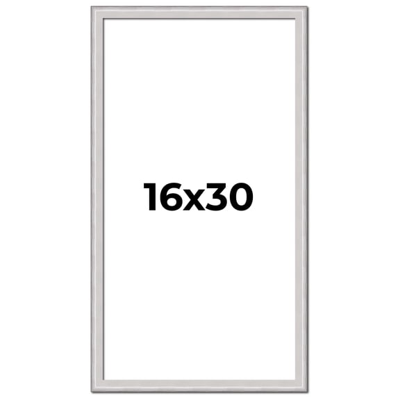 16x30 Frame Silver Inner Slope Bevel Picture Frame | 1 Inch Moulding Width | 0.75 Inch Rabbet Depth