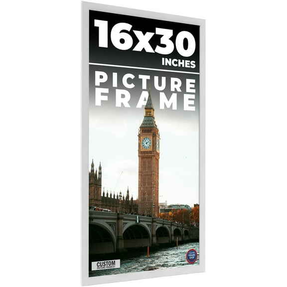 16x30 Frame White Real Wood Picture Frame Width 0.75 inches | Interior Frame Depth 0.5 inches |