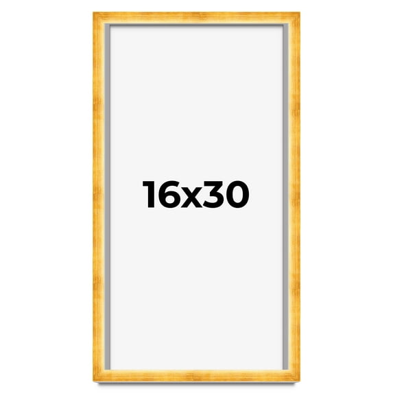 16x30 Shadow Box Frame Gold | 1.625 Inches Deep Real Wood Traditional Shadowbox Display Frame | UV