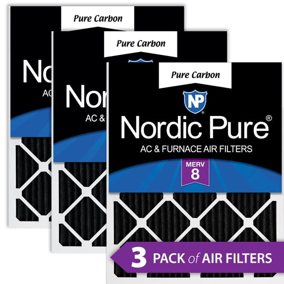 16x30x1 (15_3/4x29_11/16) Pure Carbon Odor Reduction Furnace Air Filters 3 Pack